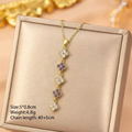 Four-Leaf Clover Purple Zircon Necklace