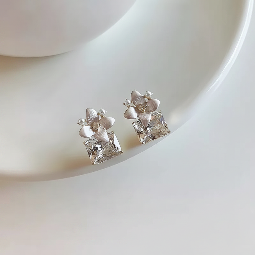 Sugar Cube Flower Stud Earrings lifestyle
