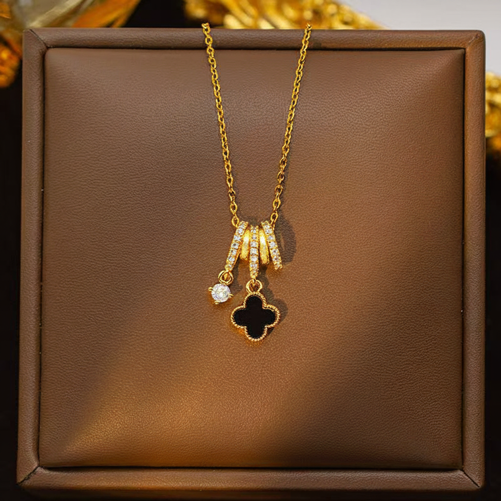 Titanium Steel Cloud Shell Four-Leaf Clover Necklace