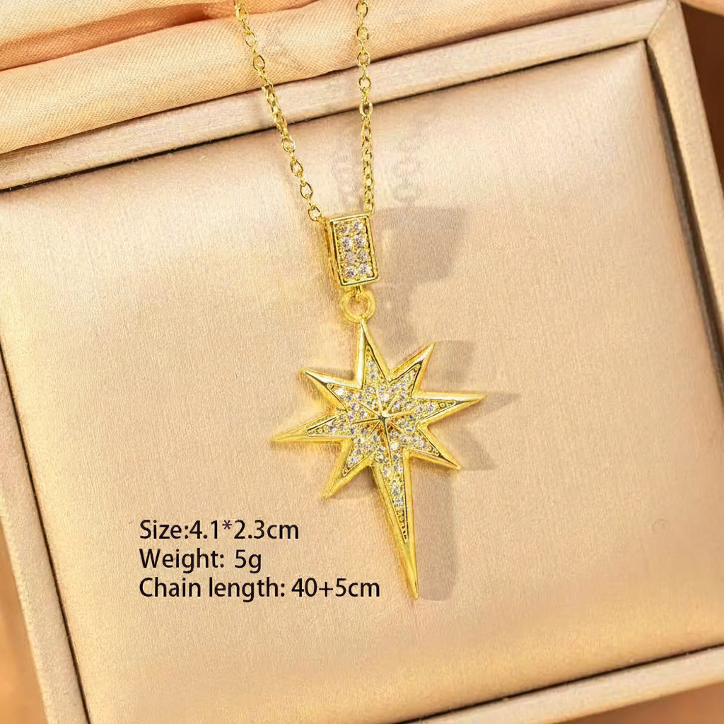 Titanium Steel Eight-Pointed Star Necklace