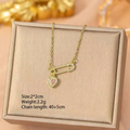 Titanium Steel Heart Safety Pin Necklace