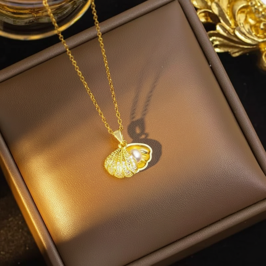 Titanium Steel Pearl Shell Necklace